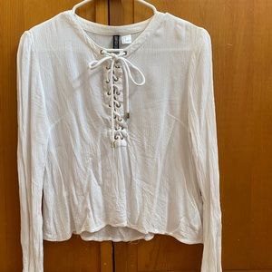 Long-Sleeved Tie-Up Blouse